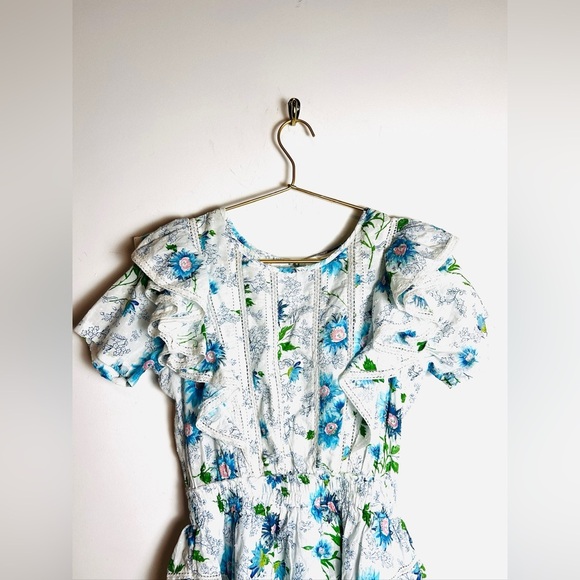 LoveShackFancy Natasha Floral Mini Dress in Blueberry Cloud Size XS - Picture 3 of 13